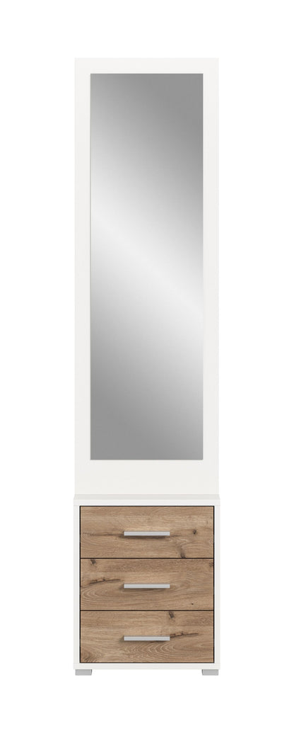 Schmale Homes & Jones Garderobe mit Spiegel und drei Holz-Schubladen in Hellbraun
