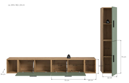 Homes & Jones Wohnwand 2-tlg. TV Möbel Modular Lowboard, Wohnzimmerschrank