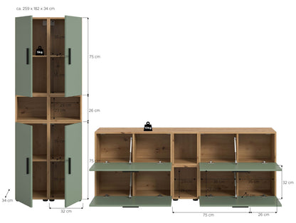 Homes & Jones Wohnwand 4-tlg. TV Möbel Modular Lowboard, Wohnzimmerschrank