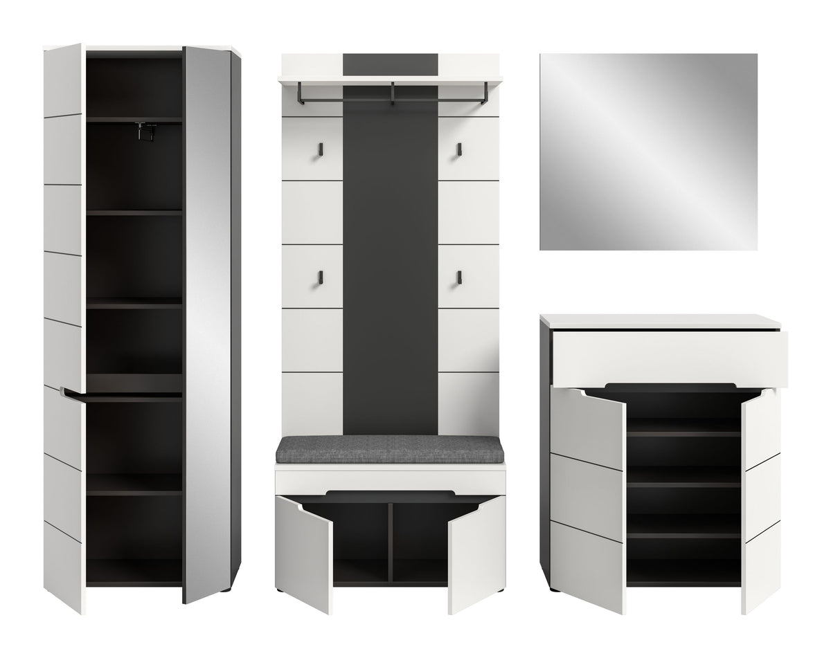 CANU wardrobe set incl. seat cushion (W/H/D: approx. 255/190/37 cm) in Basalt grey/Smoke Green