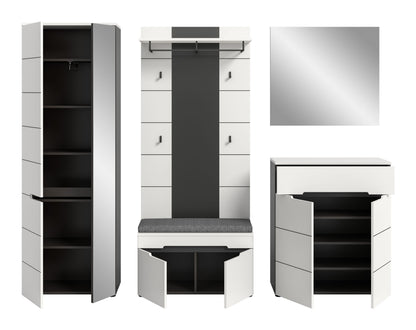 CANU wardrobe set incl. seat cushion (W/H/D: approx. 255/190/37 cm) in Basalt grey/Smoke Green