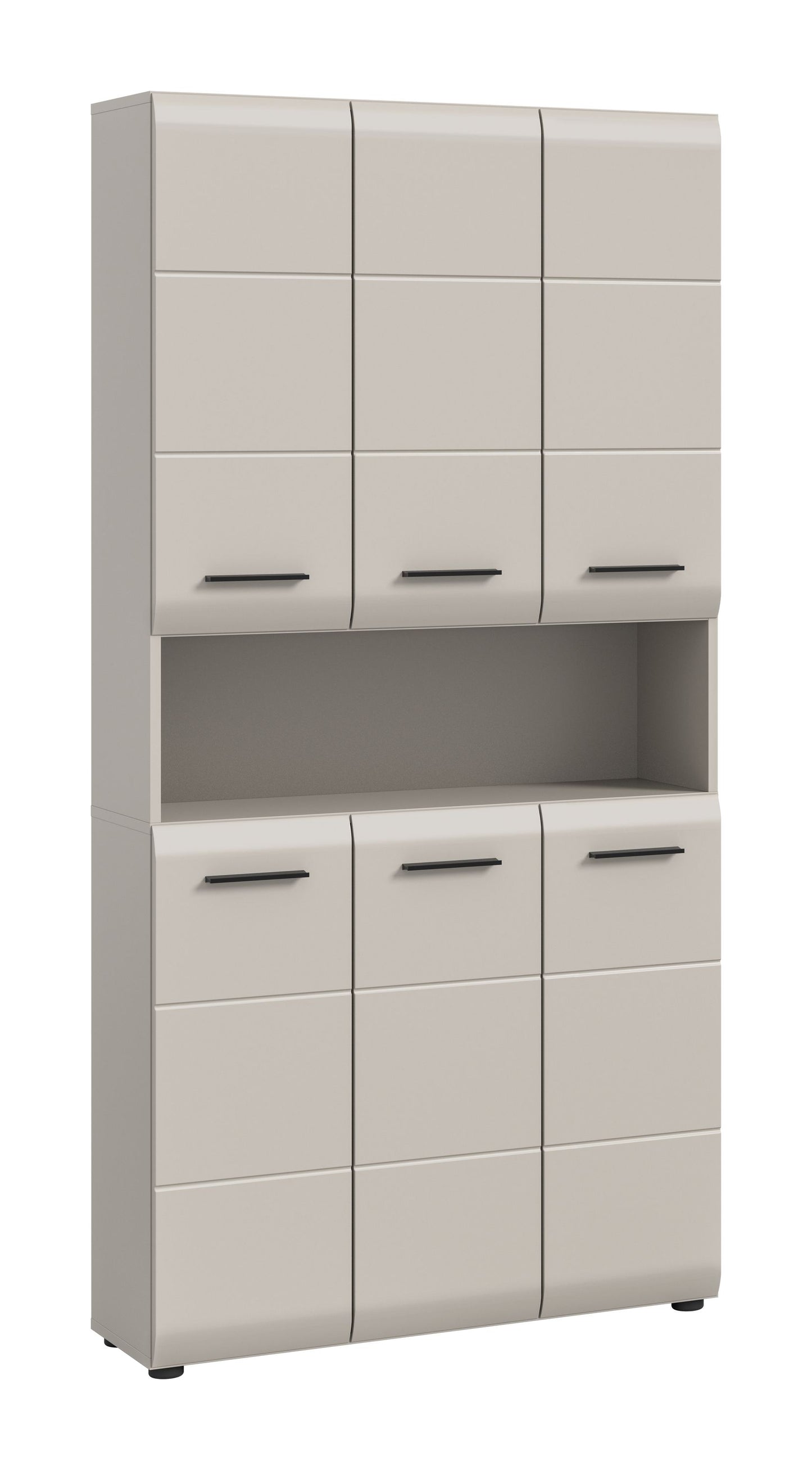 Meuble de rangement polyvalent ICE (L/H/P : env. 90/185/30 cm) en imitation chêne Nox/noir mat