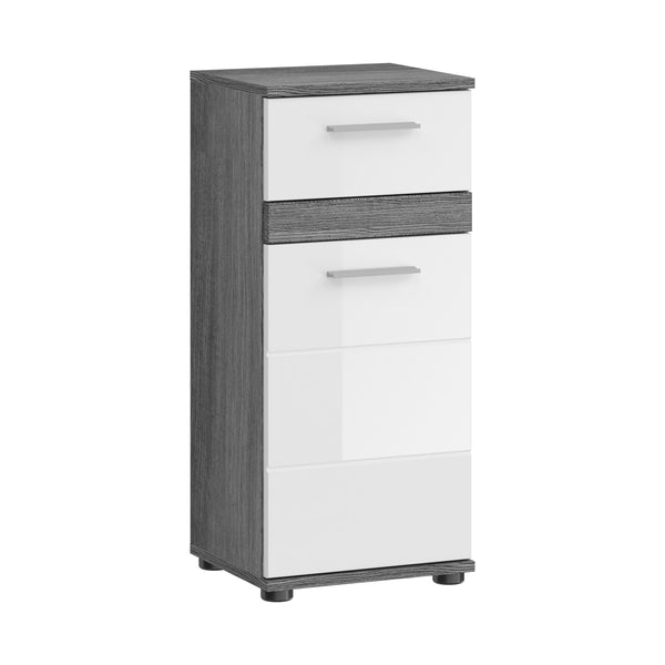 Standschrank Blake 35x79x31 cm in Front weiß Hochglanz Korpus rauchsilber Nb