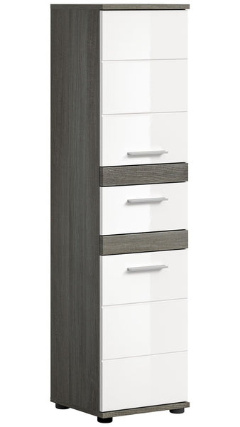 Standschrank Blake 35x134x31 cm in Front weiß Hochglanz Korpus rauchsilber Nb