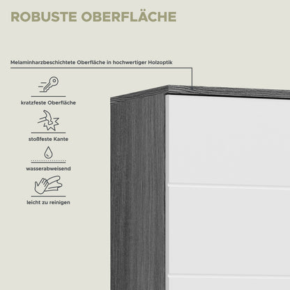 Badhochschrank mit kratzfester Oberfläche, melaminharzbeschichtet, weiß und dunkelgrau