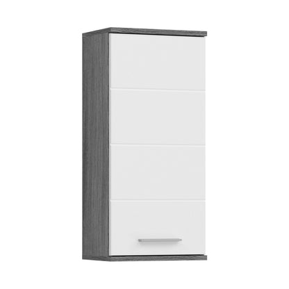 Homes & Jones Badezimmer-Hängeschrank weiß hochglänzend, Korpus Rauchsilber, mit Griff