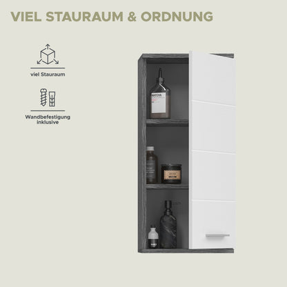 Homes & Jones Badezimmer-Hängeschrank mit mehreren Fächern, weiß hochglänzend, Griff