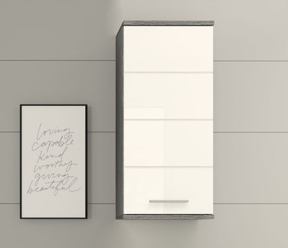 Homes & Jones Badezimmer-Hängeschrank in Weiß, Hochglanz, mit Griff und Fugen