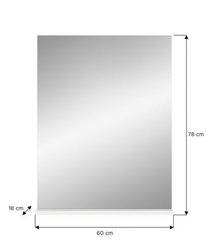Badezimmerspiegel mit Ablage, Maße 60×78 cm, Tiefe 18 cm