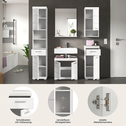 Homes & Jones Badmöbel 4tlg. Set, Badezimmerset mit Hochglanz Fronten