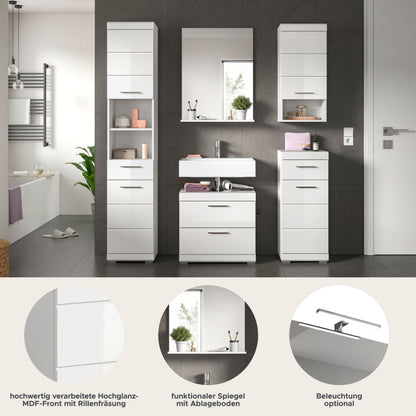 Homes & Jones Badmöbel 4tlg. Set, Badezimmerset mit Hochglanz Fronten
