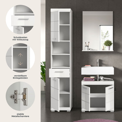 Homes & Jones Badmöbel 3tlg. Set, Badezimmerset mit Hochglanz Fronten