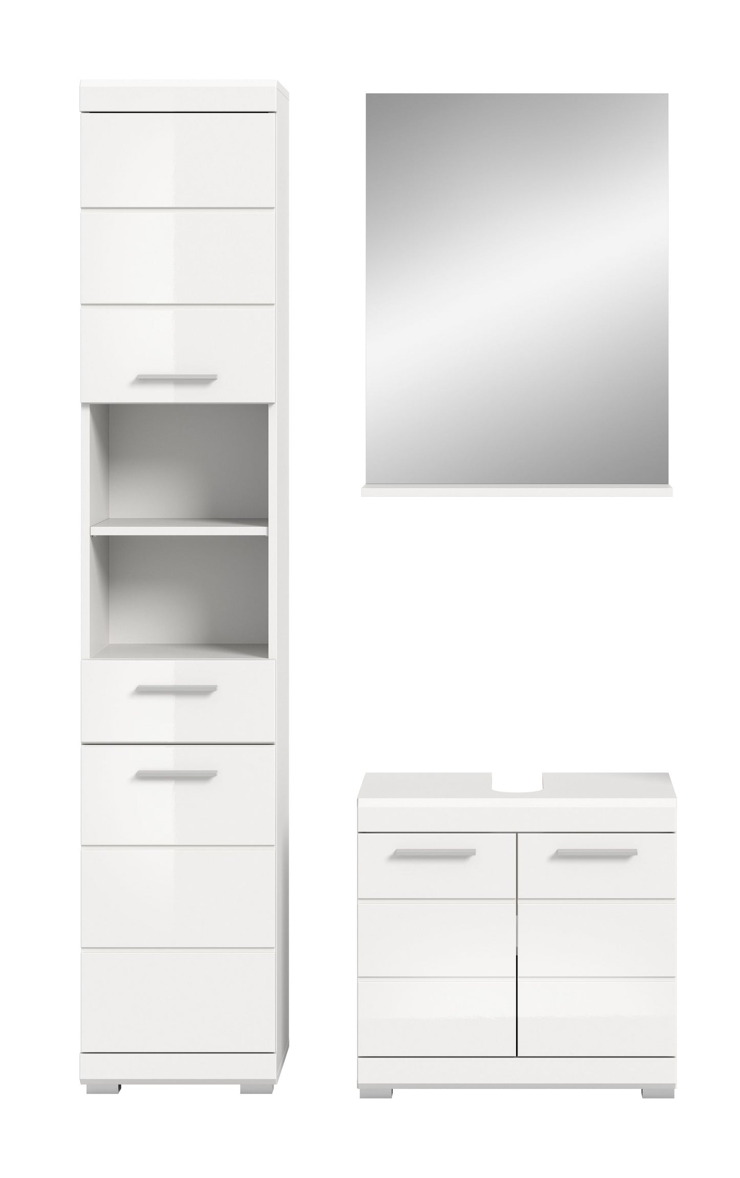 Homes & Jones Badmöbel 3tlg. Set, Badezimmerset mit Hochglanz Fronten