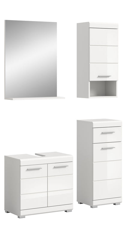 Homes & Jones Badmöbel 4tlg. Set, Badezimmerset mit Hochglanz Fronten