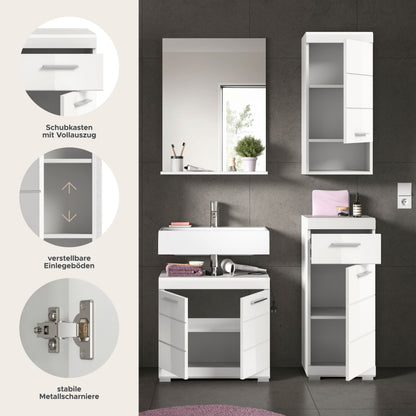Homes & Jones Badmöbel 4tlg. Set, Badezimmerset mit Hochglanz Fronten