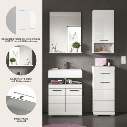 Homes & Jones Badmöbel 4tlg. Set, Badezimmerset mit Hochglanz Fronten
