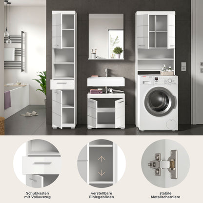 Homes & Jones Badezimmerset 4tlg., Badezimmer Set mit Waschmaschinenschrank