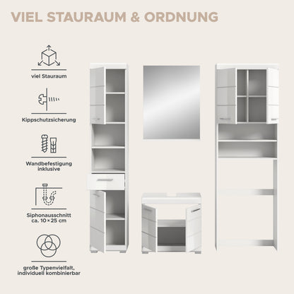 Homes & Jones Badezimmerset 4tlg., Badezimmer Set mit Waschmaschinenschrank
