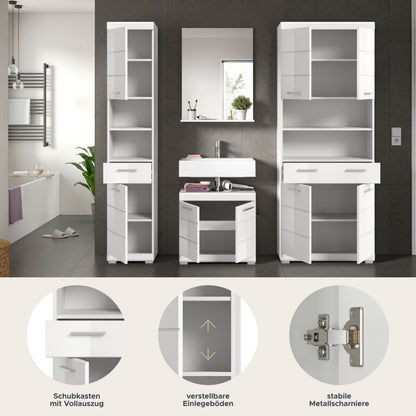 Homes & Jones Badezimmerset 4tlg., Badezimmer Set mit Midi Badezimmerschrank