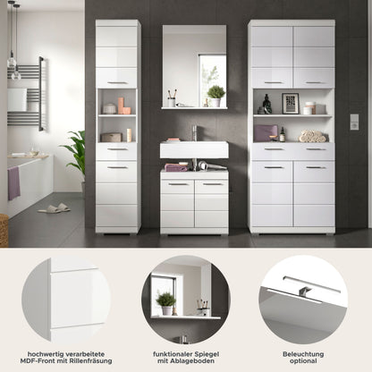 Homes & Jones Badezimmerset 4tlg., Badezimmer Set mit Midi Badezimmerschrank