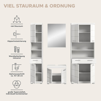 Homes & Jones Badezimmerset 4tlg., Badezimmer Set mit Midi Badezimmerschrank
