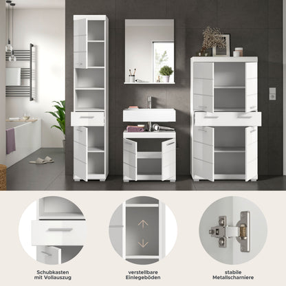 Homes & Jones Badezimmerset 4tlg., Badezimmer Set mit  Schränken und  Spiegel