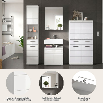 Homes & Jones Badezimmerset 4tlg., Badezimmer Set mit  Schränken und  Spiegel