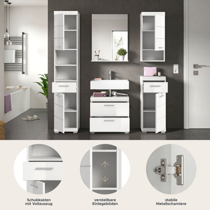Homes & Jones Badezimmerset 5-tlg., Badezimmer Set mit Badschränken und Spiegel
