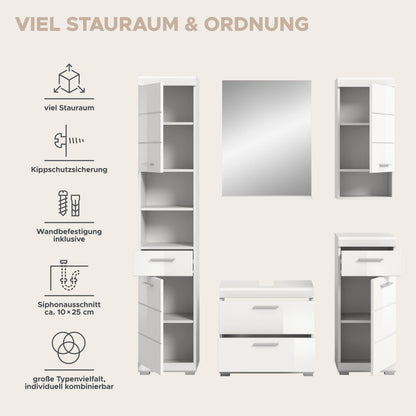 Homes & Jones Badezimmerset 5-tlg., Badezimmer Set mit Badschränken und Spiegel