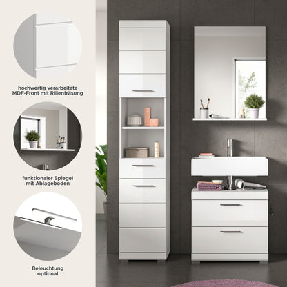 Homes & Jones Badezimmerset 3-tlg., Badezimmer Set mit Badschränken und Spiegel