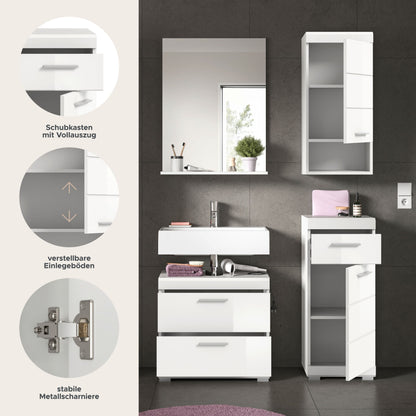 Homes & Jones Badezimmerset 4-tlg., Badezimmer Set mit Badschränken und Spiegel