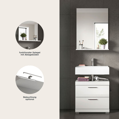 Homes & Jones Badezimmerset 2-tlg., Badezimmer Set mit Badschrank und Spiegel