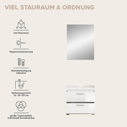 Homes & Jones Badezimmerset 2-tlg., Badezimmer Set mit Badschrank und Spiegel
