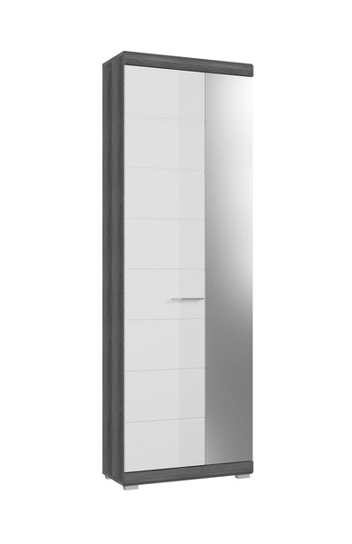 Garderobenschrank Scout 62x197x37 cm in Front weiß Hochglanz Korpus rauchsilber Nb