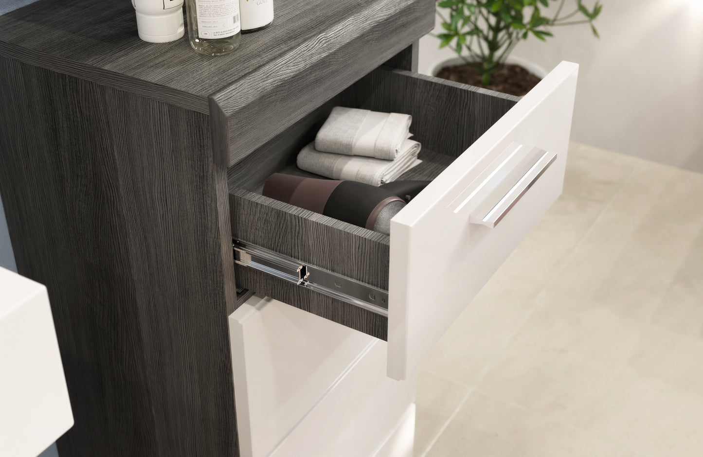 Homes & Jones Badmöbel 4tlg. Set, Badezimmerset mit Hochglanz Fronten