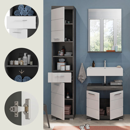 Homes & Jones Badmöbel 3tlg. Set, Badezimmerset mit Hochglanz Fronten