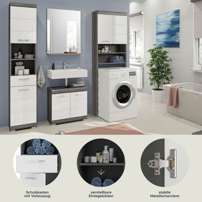 Homes & Jones Badezimmerset 4tlg., Badezimmer Set mit Waschmaschinenschrank
