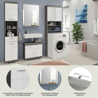 Homes & Jones Badezimmerset 4tlg., Badezimmer Set mit Waschmaschinenschrank