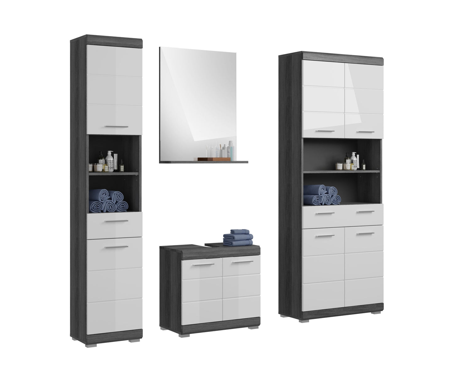 Homes & Jones Badezimmerset 4tlg., Badezimmer Set mit Midi Badezimmerschrank