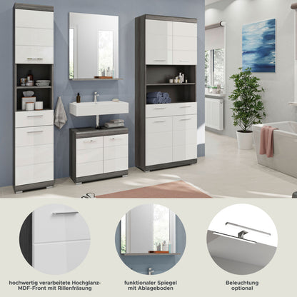 Homes & Jones Badezimmerset 4tlg., Badezimmer Set mit Midi Badezimmerschrank
