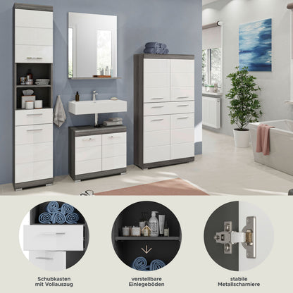 Homes & Jones Badezimmerset 4tlg., Badezimmer Set mit  Schränken und  Spiegel