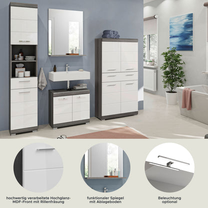 Homes & Jones Badezimmerset 4tlg., Badezimmer Set mit  Schränken und  Spiegel