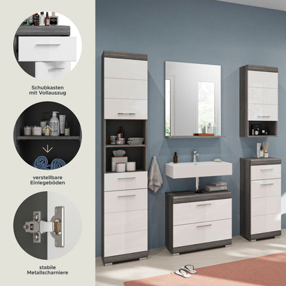 Homes & Jones Badezimmerset 5-tlg., Badezimmer Set mit Badschränken und Spiegel
