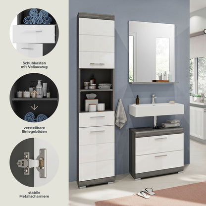 Homes & Jones Badezimmerset 3-tlg., Badezimmer Set mit Badschränken und Spiegel
