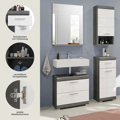 Homes & Jones Badezimmerset 4-tlg., Badezimmer Set mit Badschränken und Spiegel