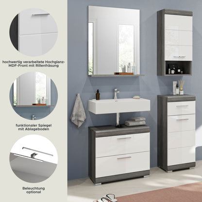 Homes & Jones Badezimmerset 4-tlg., Badezimmer Set mit Badschränken und Spiegel