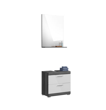 Homes & Jones Badezimmerset 2-tlg., Badezimmer Set mit Badschrank und Spiegel