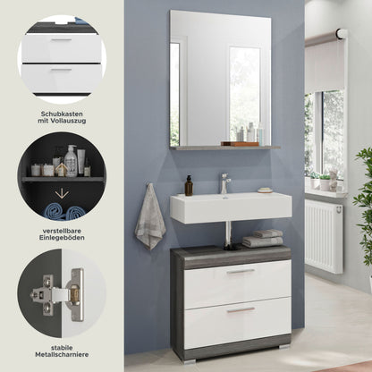 Homes & Jones Badezimmerset 2-tlg., Badezimmer Set mit Badschrank und Spiegel
