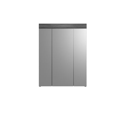 Badezimmerschrank mit drei Türen und Sockelblende, anthrazit und weiß