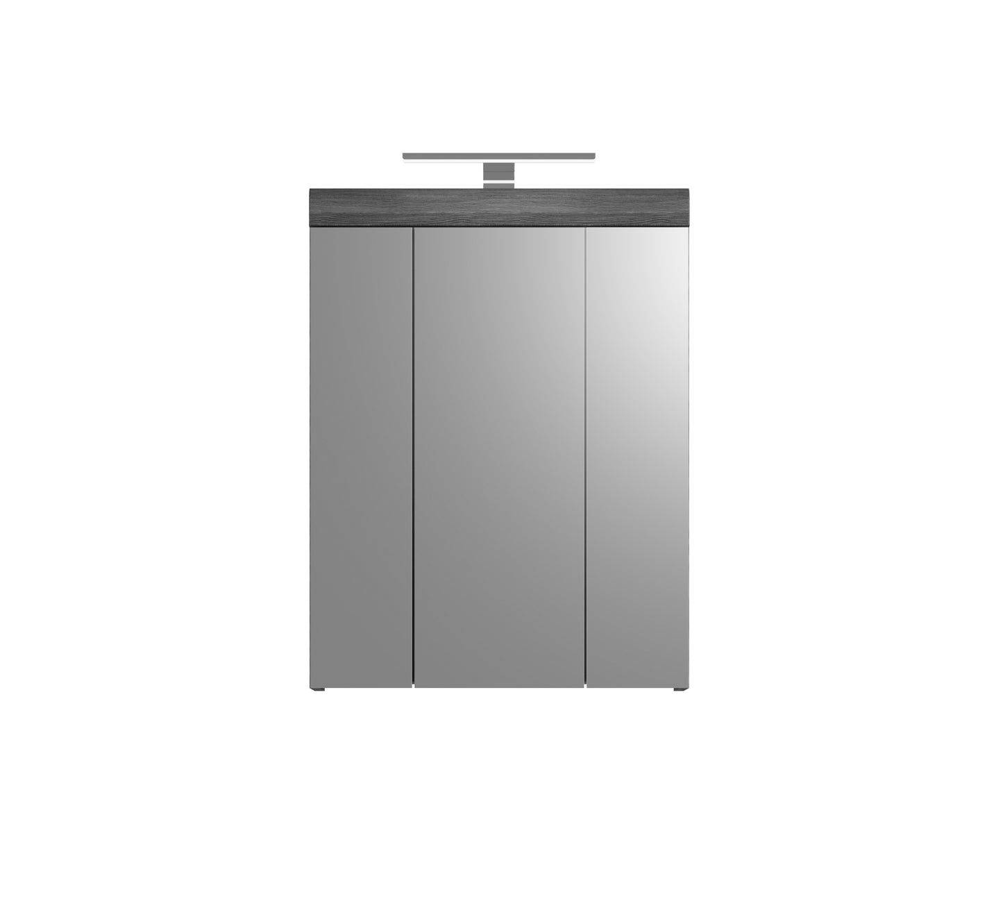 Badezimmerschrank-Set mit beleuchtetem Spiegel, Dreitüriger Hochschrank, graues Finish
